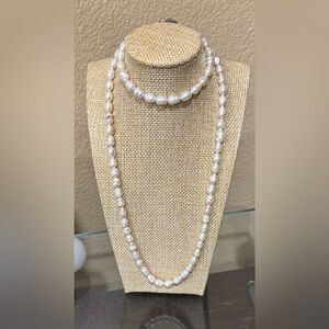 A’s Pearls - Elegant White Pearl Necklace Set